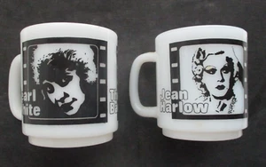 THEDA BARA Milk Glass Mug PEARL WHITE / Jean Harlow Clara Bow 2 cups Hollywood - Picture 1 of 14