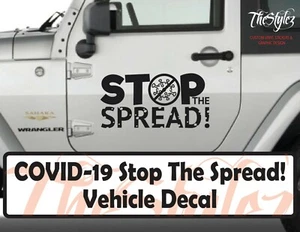 ¡El virus COV-19 detenga la propagación! Pegatina de vinilo de coche personalizada - Imagen 1 de 4