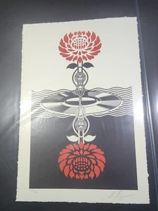 OBEY GIANT SHEPARD FAIREY POST PUNK FLOWER SET OF 2 SIGNED LE 363/375  🐸🔥🔥 - Picture 1 of 6