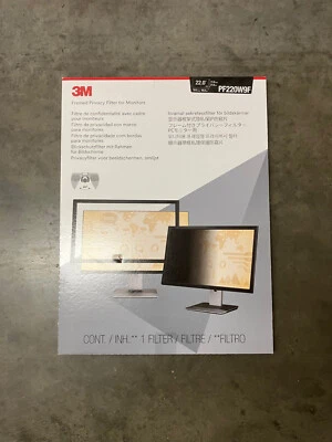 Computer Privacy Filter for  22" Widescreen 16:9, PF220W9F NIB 3M Black Framed - Image 1 of 3