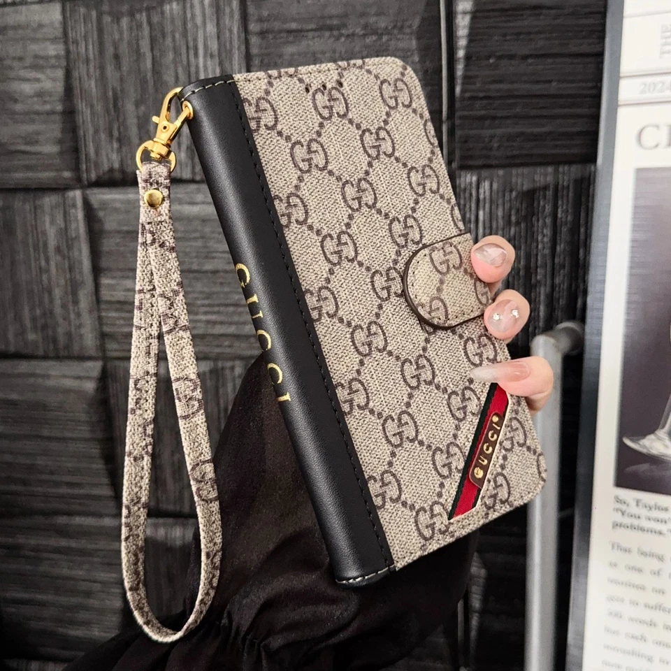 Funda tipo billetera de cuero para teléfono iPhone 17 16 15 Pro Max 14 13 12 11 XsMax Foto 1 de 4