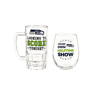 Seattle Seahawks, stiellos 17 Unzen Wein & Bier 16 Unzen Geschenkset - Bild 1 von 4