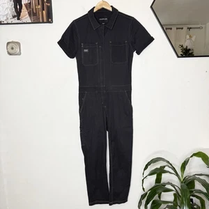 Wildfang The Essential Short Sleeve Black Stretch Denim Coverall Womens XS - Picture 1 of 10
