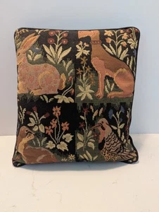 Vtg Woodland Animal Tapestry Pillow Robert Allen Cottagecore Country Farmhouse - Picture 1 of 7