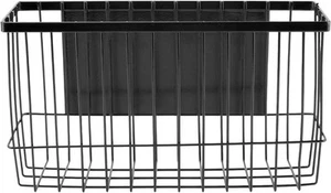 Magnetic Storage Basket, Basket Organizer for Refrigerator, Black - Picture 1 of 9