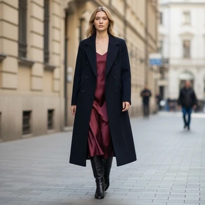 Abrigo largo de lana Forecaster of Boston vintage azul real para mujer talla 13/14 hecho en EE. UU. Foto 1 de 4