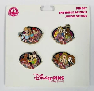 Princess Portrait Ariel Belle Rapunzel Tiana Mulan Disney 4 Pin Booster Set - Imagen 1 de 1