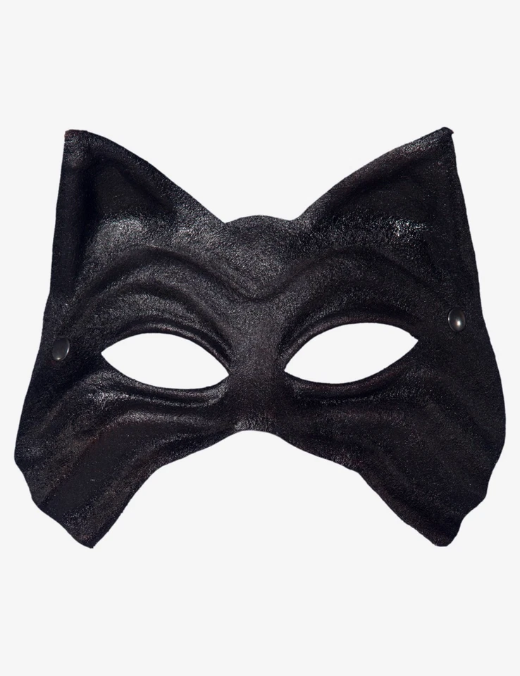 Máscara Veneciana Cuero Negro Gato Masculino Hecha en Venecia, Italia! Foto 1 de 1