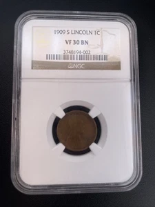 1909 S Lincoln One Cent Penny 1C - NGC VF 30 BN - Picture 1 of 6