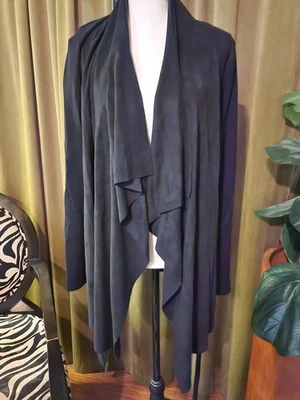 INC Wrap Jacket Faux Suede Black Mixed Media Large EUC! - Image 1 of 4