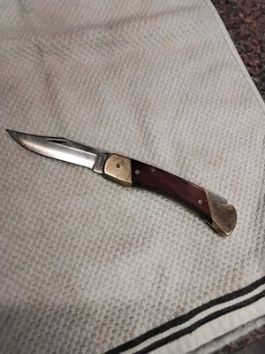 Cuchillo vintage Schrade+ EE. UU. LB7, mango de latón y madera, bloqueo, cuchillo plegable Foto 1 de 4