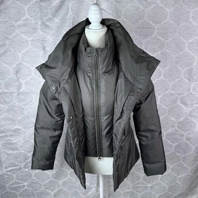 Theory Womens Hosana Heavenly Coat Small Gray Down Filled Pockets Mock Jacket - Image 1 of 4