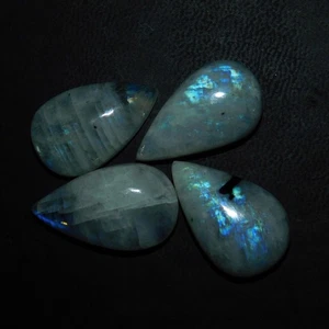Rainbow Fire Natural Moonstone 58.10 Ct 4 Pieces Genuine Certified Gemstone Lot - Picture 1 of 9