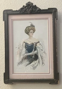 1909 Harrison Fisher Print Edwardian Lady Original Frame Antique Art - Picture 1 of 19