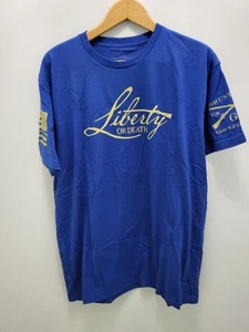 Camiseta Estilo Grunt Para Hombre L Azul Libertad o Muerte Cuello Redondo Patriótica Nueva - Imagen 1 de 9