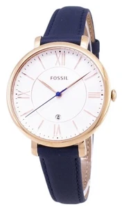 Fossil Jacqueline Silver Dial Navy Blue Leather ES3843 Women's Ladies Watch - Picture 1 of 3