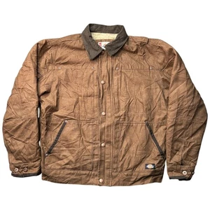 Vintage Dickies Sherpa Lined Detroit Work Jacket Large Brown Heavy Duty Coat - Picture 1 of 14