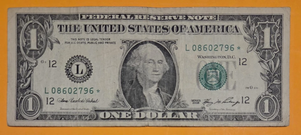 2006 $1 One Dollar Bill L Series Fort Worth FRN Star Note ⭐️ S/N (L08602796*) - Image 1 of 4