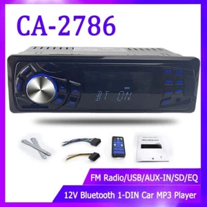 Single 1 Din Car Audio Stereo FM/AUX/USB/SD In-Dash Bluetooth Radio MP3 Player - Picture 1 of 8