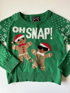 Vintage Child's UGLY Christmas Sweater Oh Snap Gingerbread Man XSmall Size 4/5 - Picture 1 of 3