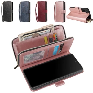 Leather Purse Zip Wallet Card Cover Case For Samsung A16 A54 S23 S21 FE S20 S10 - Picture 1 of 62