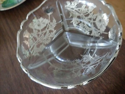 "Plato de cuenco dividido de cristal esterlina City Glass Co de colección 6"" Flanders Field" Foto 1 de 4