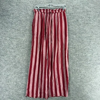 Pantalones American Eagle Mujer M Medianos Rojos Rayas Tiro Alto Cordón Frente Plano Foto 1 de 4