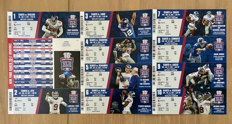2017 NFL NEW YORK GIANTS FOOTBALL FULL TICKET SHEET - SEAHAWKS COWBOYS CHIEFS Cover