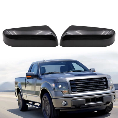 Tapa de cubierta de espejo retrovisor lateral izquierdo y derecho negro brillante para Ford F-150 2009-2014 Foto 1 de 4