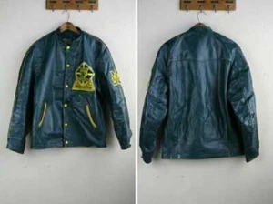 Shields All Leather Lettered Stadium Jacket 60s Vintage Size S Men's Outerwear - Picture 1 of 4