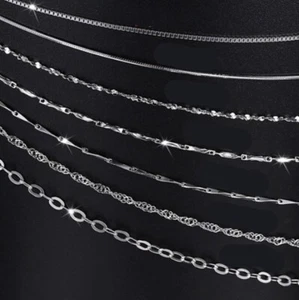 Echte S925 Sterling einzigartige Schmuck Silber Halskette Made Italy - Bild 1 von 12