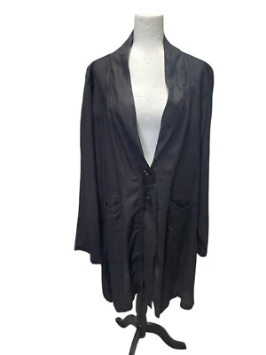 Krista Larson черный льняной прелестно куртка с длинным рукавом Lagenlook один размер - Изображение 1 из 4