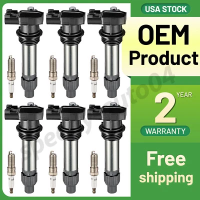 Paquete de 6 bobinas de encendido UF569 y bujía para Cadillac CTS 2010-2014 3,0 L V6 Foto 1 de 4