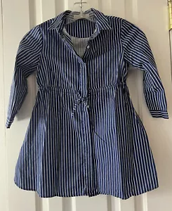Zara Girls Casual Collection Cotton Blue White Striped Summer Dress Sz 6 - Picture 1 of 5
