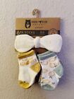 New Emily & Oliver  Baby Girl Gift Set 6 Socks & Headband Organic Cotton 0-6M