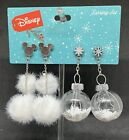 Disney Mickey Mouse Snowflake Ornament Earring Set of 2 NWT