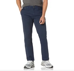 Navy Flat Front Slim Fit Cotton Stretch Chino Pants Men's 29 X 32 NWT - Picture 1 of 7