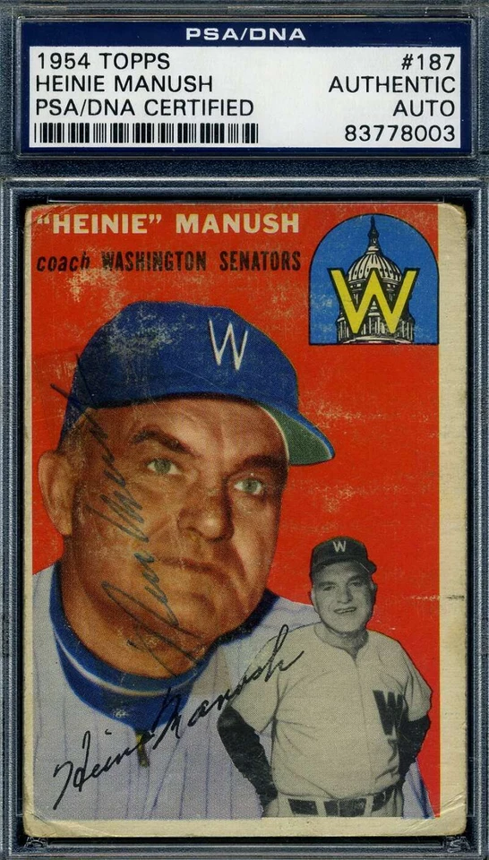 Autógrafo Topps 1954 firmado por ADN de Heinie Manush PSA Foto 1 de 1
