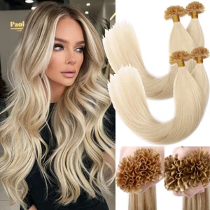 Extensiones de cabello humano punta en U de queratina previnculada rusa 100 % real rubio grueso 1G - Imagen 1 de 53