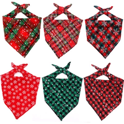 Pet Dog Bandana Christmas Collar Kerchief Triangle Bibs Xmas Saliva Towel Scarf