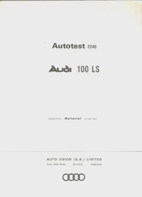 Auto Union Audi 100 LS 4-dr Road Test 1969 UK Market Sales Brochure Autocar - Image 1 of 2