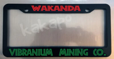 Wakanda Vibranium Mining Co. Marco de matrícula negro VENTILADORES PANTERA NEGROS Foto 1 de 3