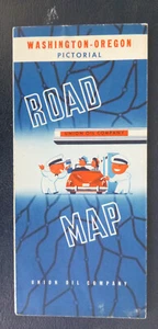 1948 Washington Oregon road map Union 76 oil gas pictorial - Picture 1 of 4