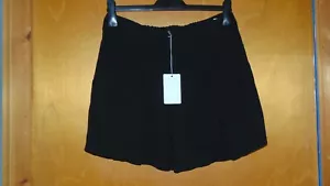 Bella Luxx Skirt Lined PartElastic Waist Box Pleat Mini S UK8-10 L16" Black BNWT - Picture 1 of 1