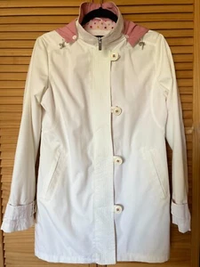 Weather Tamer Woman Rain Jacket Cream & Pink S/CH Removeable Hood Lightweight - Picture 1 of 17