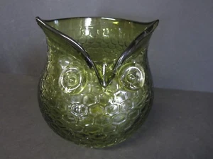Vintage Art Glass Owl Bowl Bird Shaped Green Cute - Bild 1 von 10