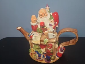 Taiwan Novelty Santa Claus Toyland Teapot Christmas Toys Painting Elves - Picture 1 of 16