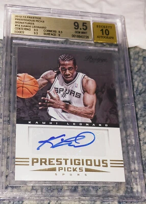 2012 PRESTIGE PRESTIGIOUS PICKS SIGNATURES #14 KAWHI LEONARD RC BGS 9.5 AUTO 10 - Image 1 of 2