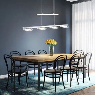 LED 18 W Sospensione Lampadario Camera Letto Cromo 4-flammig Tonalità di Vetro H - Immagine 1 di 4