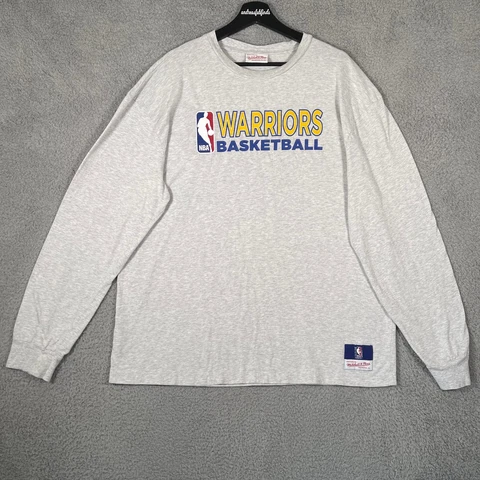 Golden State Warriors Shirt Mens 2XL XXL Gray Long Sleeve NBA Mitchell & Ness Cover